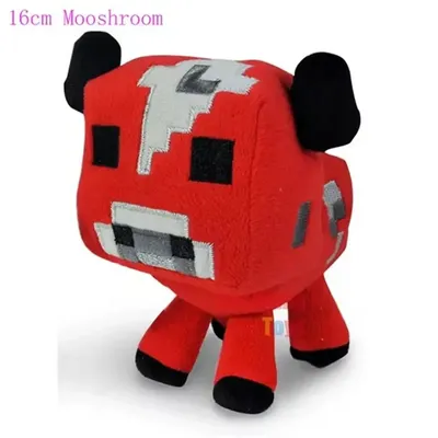 Red MC Mooshroom Cow Plush Toys Game MC Mooshroom Plush Soft Stuffed Animals Toys for Children Kids Gifts 16cm