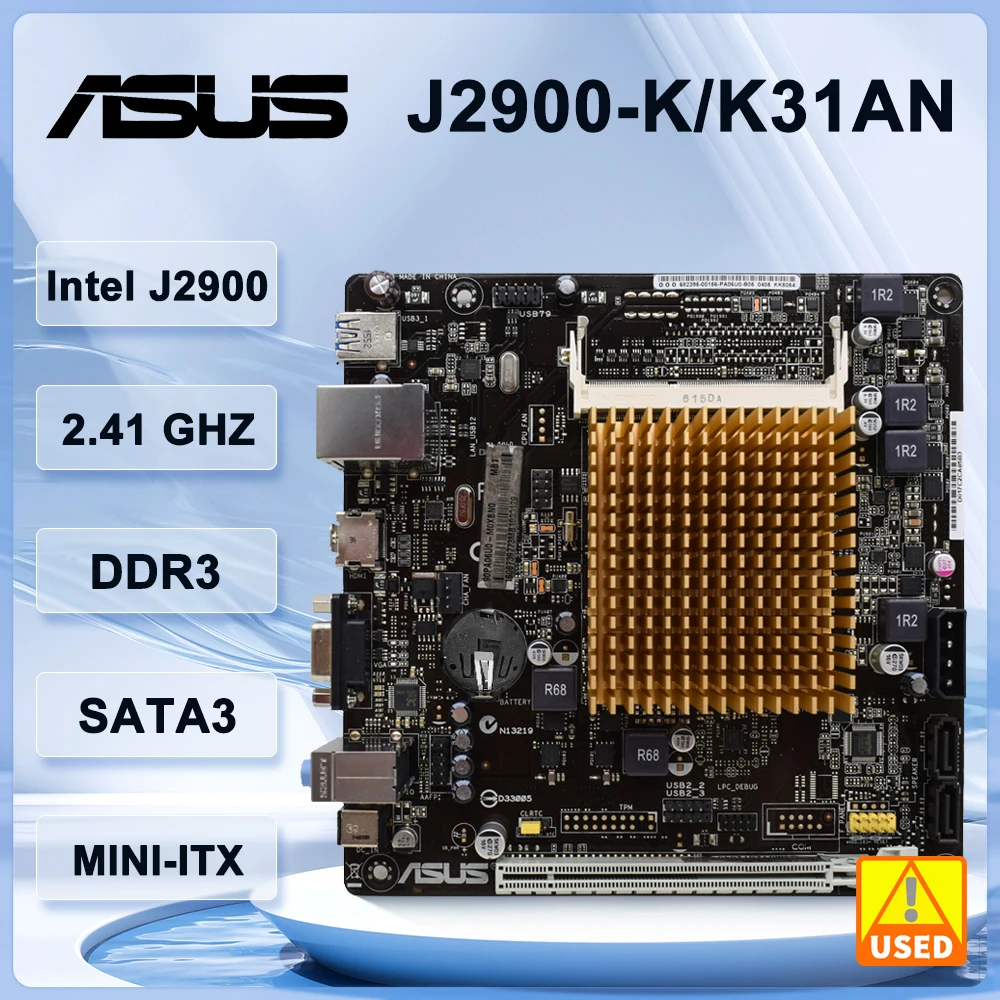 ASUS J2900-K/K31AN J2900 Mini-ITX Motherboard Onboard CPU Unterstützung PCIE 2.0 SATA 3,0 Gb/s VGA USB 2.0 ﻿ Image