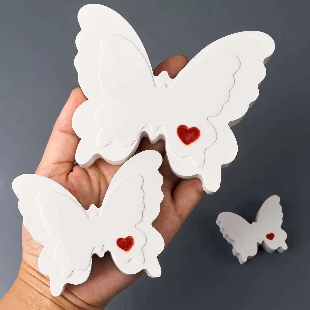 3-Loch Schmetterling dekorative Kerzen Form Zucker Kuchen dekorative Werkzeug Form Auto Duft Seife Harz Gips Silikonform Image