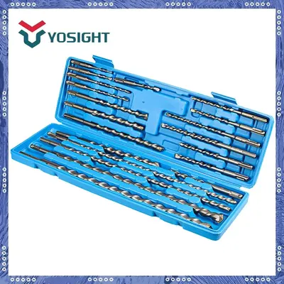 20pcs SDS Plus Electric Hammer Drill Bit Set - 5-20mm for Concrete, Brick, and Masonry, Includes Hole Saw for Wall Drilling