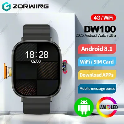 DW100 Ultra Smart Watch AMOLED 4G SIM-Karte WiFi GPS NFC Android 8.1 Sportuhren Männer Frauen Image