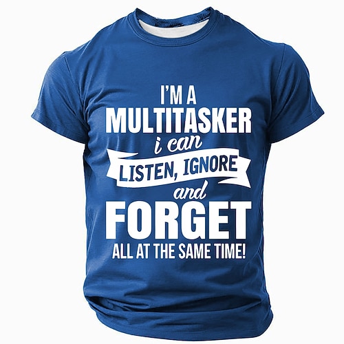 Herren Lustiges Multitasking-T-Shirt Ich kann hören ignorieren alles gleichzeitig vergessen Grafik Humor T-Shirt Image