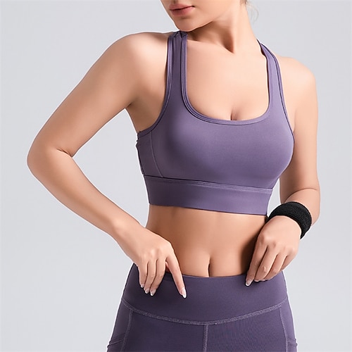 Damen BH-Oberteil Unterwäsche BH-Top Racerback Bequem Atmungsaktiv Stoßfest Einfach Sport Sportkleidung Hellblau Schwarz Yoga Fitness Leger Image