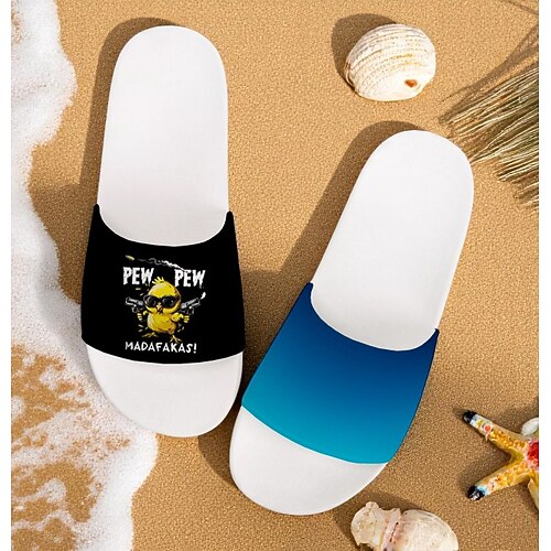 Herren-Sandalen mit Enten-Print – entspannter und cooler Style für Männer bei sommerlichen Strandausflügen, Grillabenden und zwanglosen Treffen im Freien Image