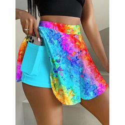 Damen Kurzer Rock Culottes Schlanker Rock Mode Lässig Mini Hohe Taillenröcke Grafik Pünktchen Mikroe lastisch Alltag Blau Orange Regenbogen Sommer Strick Polyester