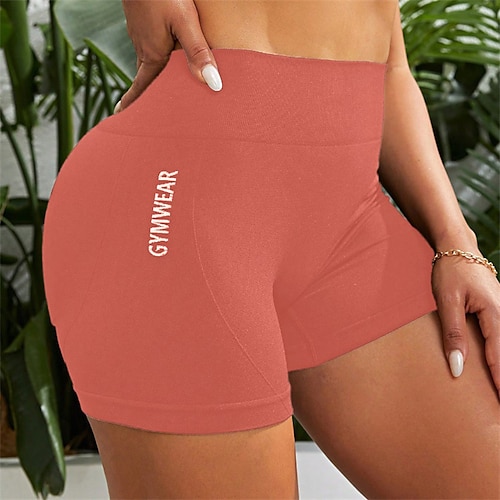 Damen Yogashorts Elastischer Bund Leicht Hohe Taille Pilates Fitnesstraining Golfspiel Shorts Einfarbig Dunkelgrau Rot Braun Schwarz Sport Sportkleidung Dehnbar Schlank Image