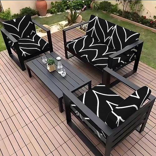 Sitzkissenbezug für Sofas im Freien, Bezug für Terrassenmöbel, florale, garngefärbte Mikrofaser-Schonbezüge Image