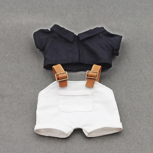 Kleidungsset (OHNE PUPPE) für Labubu Hut- und Latzhosen-Set für 17 cm Puppenzubehör niedliche Kleidung für Labubu einzigartiger Stil Weihnachtsgeschenk Image