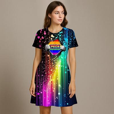 LGBTQ LGBTQ Regenbogen A-Linie Kleid Kinder Erwachsene Damen Mädchen Pride Parade Pride-Monat Karneval Einfaches Karnevalskostüm Image