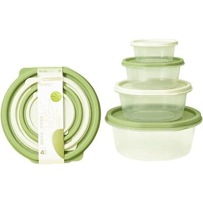 Vorratsdosen 4 Stück/Set Kunststoff Lunchbox Küche Versiegelungsbox Kreative Lebensmittel Aufbewahrungsboxen Runde Versiegelungsbox für Küche Speisekammer Organisation Küche Lebensmittel, Grün Image