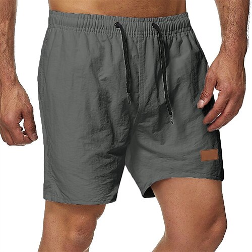 Herren Badeshorts Shorts Sommershorts Freizeitshorts Tasche Kordelzug Elastischer Bund Einfach Komfort Atmungsaktiv Kurz Outdoor Urlaub Sport Lässig Schwarz Weiß Image