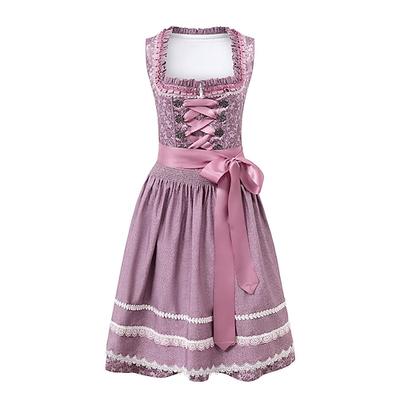 Karneval Oktoberfestbier Kostüm Kleid Dirndl Trachtenkleider Oktoberfest / Bier Bayerisch Wiesn Wiesn Damen Stoff im traditionellen Stil Kleid Schürze Image