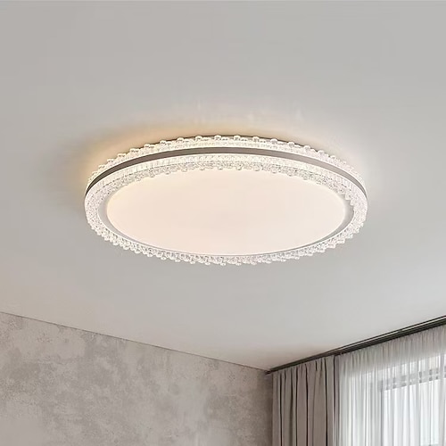 LED-Deckenleuchte, Aluminium-Acryl-Scheibenschirm, moderner Stil, Unterputzbeleuchtung, zeitgenössische Inneneinrichtung – 48 cm, weiß Image