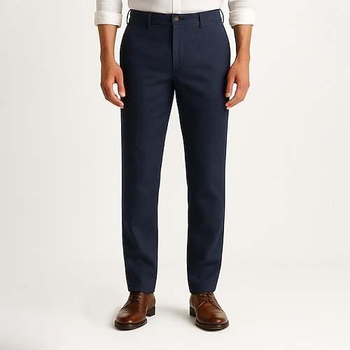 Herren Hose Einfarbig Knielang Geschäft Klassicher Stil Lässig Schwarz Weiß Unelastisch Image