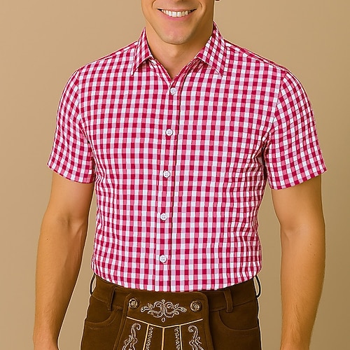 Oktoberfest Hemd Kariertes Hemd Bayerisch Deutsch München Wiesn Herren Stoff im traditionellen Stil Image