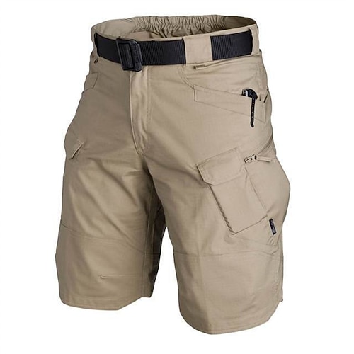 Herren Cargoshorts Wandershorts Militär Sommer Außen Normale Passform Wasserdicht Schnelltrocknend Shorts Elastischer Bund Reißverschlusstasche Schwarz Braun Jagd Klettern Camping / Wandern Image
