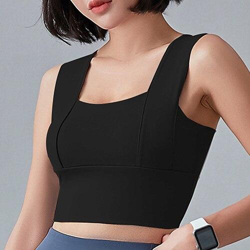 Damen BH-Oberteil U-Ausschnitt BH-Top Rückenfrei Bequem Atmungsaktiv Einfach Sport Sportkleidung Hellblau Schwarz Yoga Fitness Leger