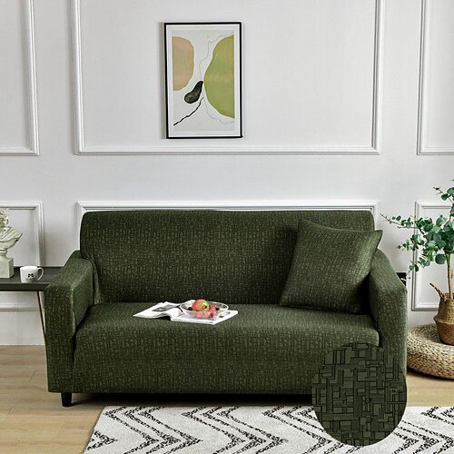 Stretch-Sofabezug, Schonbezug, Jacquard, elastisch, Sofagarnitur, Sessel, Loveseat, 4- oder 3-Sitzer, L-Form, grau, botanische Pflanzen, weich, strapazierfähig, waschbar Image