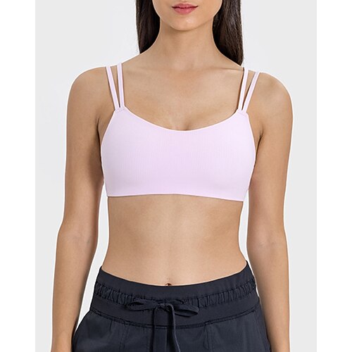 Damen BH-Oberteil Spag BH-Top Bequem Atmungsaktiv Einfach Sport Sportkleidung Weiß Rosa Yoga Fitness Leger