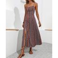 Damen Midikleid Freizeitkleid Sommerkleid Unterkleid Boho-Kleid Elegant Mode Modern Täglich Strand Wochenende Normale Passform Gestreift Ärmellos V Ausschnitt Rote Grün Sommer