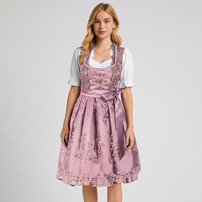 Karneval Oktoberfestbier Kostüm Kleid Outfits Dirndl Bayerisch Dienstmädchen Deutsch München Wiesn Damen Stoff im traditionellen Stil Hemd Kleid Schürze Image