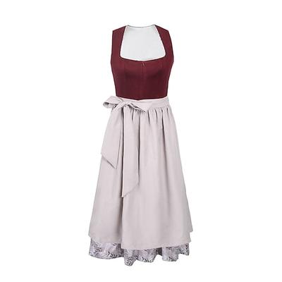 Karneval Oktoberfestbier Kostüm Dirndl Trachtenkleider Oktoberfest / Bier Bayerisch Wiesn Wiesn Damen Stoff im traditionellen Stil Kleid Schürze Image