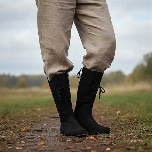 Retro Vintage mittelalterliche Renaissance-Schuhe, Pirat, Ritter, Ritter, Herren, Damen, Unisex, Halloween, Event/Party, Maskerade-Schuhe, ausgefallene mittelalterliche Stiefel Image