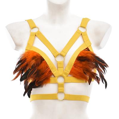 Drag Queen Stolz Regenbogen Feder-Bralette Harness-BH Erwachsene Damen Sexy Kostüm Pride Parade Pride-Monat Halloween Karneval Einfaches Karnevalskostüm Image