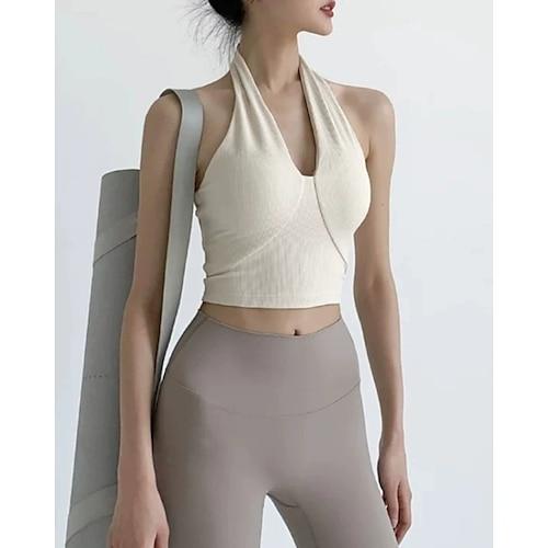 Damen BH-Oberteil Neckholder BH-Top Bequem Atmungsaktiv Einfach Sport Sportkleidung Schwarz Weiß Yoga Fitness Leger
