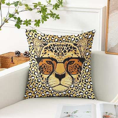 Tier-Leopard dekorativer Wurfkissenbezug 1PC weicher quadratischer Couchkissenbezug Kopfkissenbezug für Schlafzimmer Wohnzimmer Sofa Stuhl Image