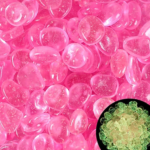 100 Stück glitzernde, im Dunkeln leuchtende Steine, leuchtende Gartenkiesel, funkelnde Leuchtsteine, leuchtende Steine für den Garten, im Freien, Leuchtsteine für Rasen, Terrasse, Gehweg, Auffahrt
