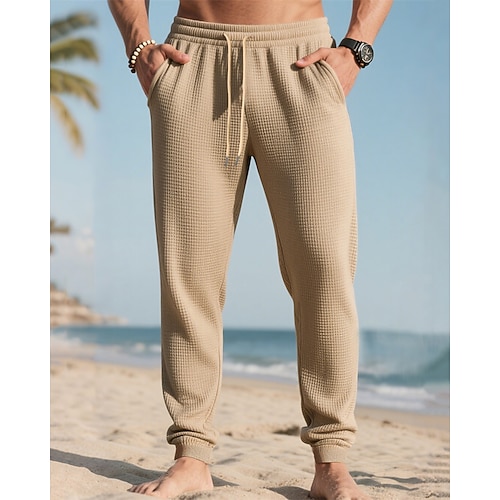 Herren Sporthose Jogginghose Hose Tasche Kordelzug Elastischer Bund Einfach Komfort Sport im Freien Täglich Mode Lässig Schwarz Weiß Mikroelastisch Image