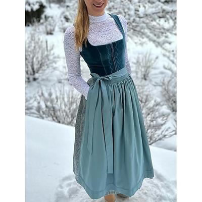 Karneval Oktoberfestbier Kostüm Kleid Dirndl Trachtenkleider Oktoberfest / Bier Bayerisch Wiesn Wiesn Damen Stoff im traditionellen Stil Kleid Schürze Image