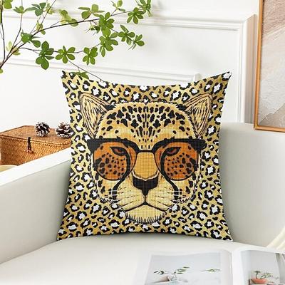 Tier-Leopard dekorativer Wurfkissenbezug 1PC weicher quadratischer Couchkissenbezug Kopfkissenbezug für Schlafzimmer Wohnzimmer Sofa Stuhl Image