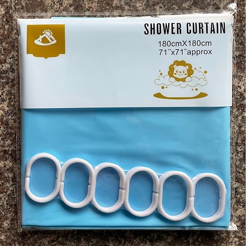 Duschvorhänge Schimmelresistent wasserdichtes PEVA Duschvorhang schwere Badezimmervorhänge mit 12 weißen Kunststoffhaken 180cm x 180cm Image