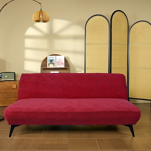 Stretch-Futonbezug ohne Armlehnen, Jacquard-Sofa-Bett-Schonbezüge, waschbarer Futon-Matratzen-Bettbezug, schmutzabweisender Möbelschutz mit elastischer Unterseite Image