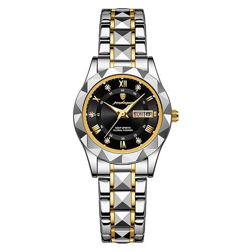 Damen Quarzuhr Armbanduhr Retro Vintage Armbanduhr LED-Hintergrundbeleuchtung Wasserdicht Edelstahlband Beobachten