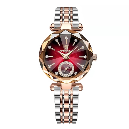 Valentinstagsgeschenk für Damen Quarz Uhr Armbanduhr Strass Armbanduhr Wasserdichte Dekoration Edelstahl Armband Uhr