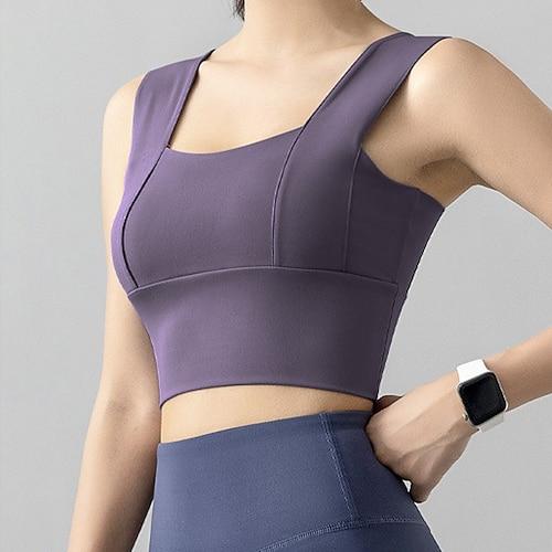 Damen BH-Oberteil U-Ausschnitt BH-Top Rückenfrei Bequem Atmungsaktiv Einfach Sport Sportkleidung Hellblau Schwarz Yoga Fitness Leger