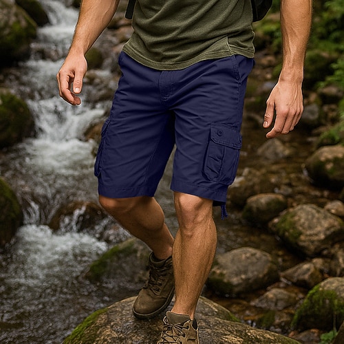 Herren Cargo-Shorts Outdoor Shorts Camping-Shorts Freizeitshorts Wander-Shorts Mehrere Taschen Gerader Schnitt Einfach Feuchtigkeitsableitend tragbar Knielang Outdoor Lässig Täglich Urlaub Klassicher Image