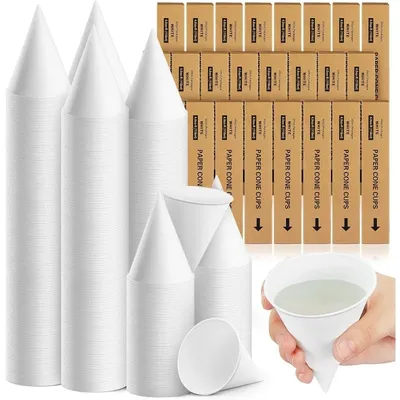 4800 Pcs Paper Cone Cups Thicken Disposable Paper Shaved Ice Cups, Slushies Water Cooler Dispenser,