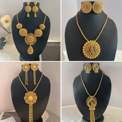 LByzHan ensemble de bijoux nigérians bijoux de mariage pour femmes dubaï 24K couleur or bijoux boucles d'oreilles de créateur africain collier de mariée