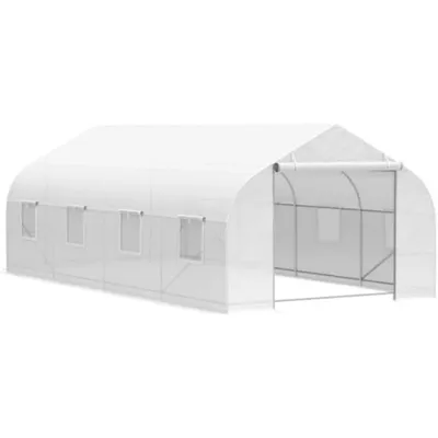 Ideal for Cultivating Plants, Flowers, 20x10x7ft Walk-in Outdoor Large Tunnel Greenhouse Portable