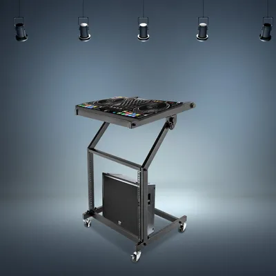 9U with 4 Wheels DJ Audio Mixer Stand Rack (9U, with 4 Wheels) Rolling Stage Cart