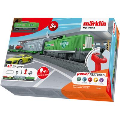 Spielzeugeisenbahn-Set MÄRKLIN "Märklin my world - Startpackung Autotransport - 29347", grün (grün, grau), Modelleisenbahnen, Kinder, Kunststoff, Metall