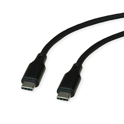 ROLINE USB 2.0 Kabel, Typ C-C, ST/ST, Silikon, 60W, schwarz, 1 m Image
