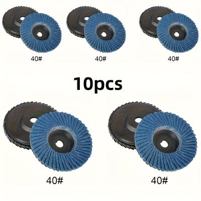 TEMU 10pcs 3-inch Angle Grinder Polishing Strips, High-density Industrial Grinder Abrasive Wheels - 4 Particle Styles, 10mm Inner Hole, Suitable For Stainless Steel, Metal Plate, Wood, Stone, Steel Image