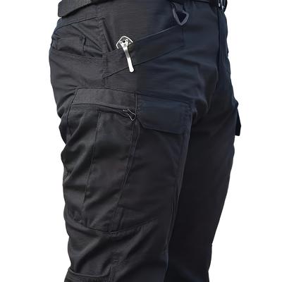 TEMU Men's Tactical Cargo Pants - Multiple Pockets, Fabric, Ideal For Outdoor Work, Hiking, Spring & Fall, Outdoor Workwear|functional Pockets|sturdy Fabric Image