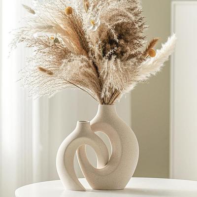 "TEMU Ceramic Vase Set Of 2, Nordic Modern Boho Decorative Ceramic Aesthetic Flower Vase For Home Decor (milky White W 6.3" X H 8.4")" Image