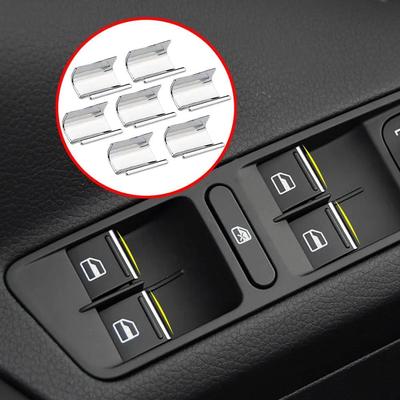 TEMU 7pcs Glitter Car Window Lift Button & Armrest Panel Stickers - Chrome Decorative Interior Accessories For Golf 7 Mk7 7.5 Tiguan , , Enhances Car Aesthetic, Car Decoration Accessories Image